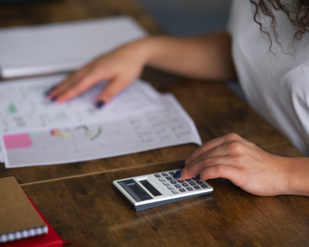 side-view-woman-working-as-economist